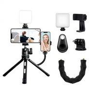 TELESIN Video Vlogging Kit with LED Light, Aluminum Tripod, Phone Holder, Camera Adapter, Wireless Remote, Extension Arm - YouTube Equipment Bundle for iPhone Samsung Canon Nikon S