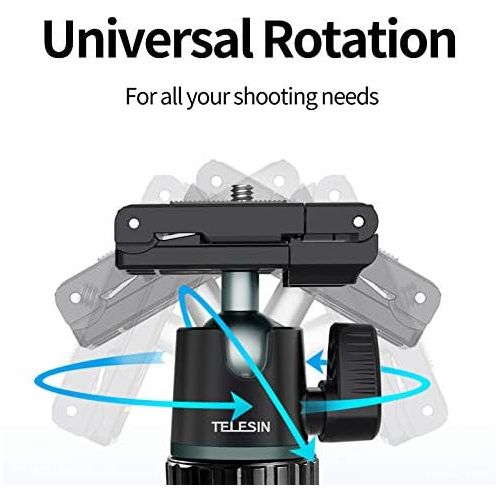  TELESIN Camera/Phone Tripod, Aluminum 360 Rotation with Phone Holder/Camera Adapter/Extension Arm for DSLR iPhone Samsung Canon Nikon Sony Go Pro Vlogging Live Streaming