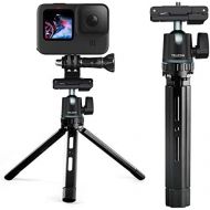 TELESIN Camera/Phone Tripod, Strong Aluminum 360 Rotation with Phone Holder Cold Shoe Mount, Universal for DSLR iPhone Samsung Canon Nikon Sony Go Pro Video Vlogging Live Streaming