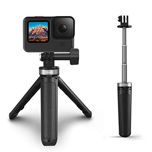  TELESIN Mini Desktop Extendable Selfie Stick Tripod for GoPro Max Hero 10 9 8 7 6 5 DJI Osmo Action Pocket Insta 360 One R One X2 Go 2, Compact Size Portable Adjustable Camera Trip