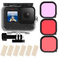 TELESIN Waterproof Case Accessories Kit for GoPro Hero 10/9 Black Underwater Diving Cover,with Waterproof Housing Case + 3 Red Filters + 6PCS Anti-Fog Insert Diving Accessory (Case