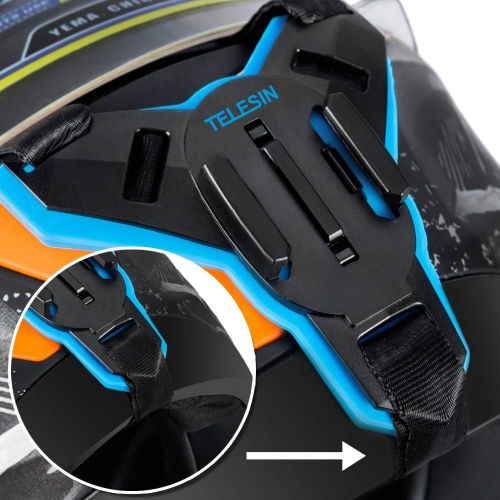  TELESIN Eyeon Motorcycle Helmet Strap Front Chin Mount + 360 Rotation Base Mount for GoPro Hero 2018/7/6/5/4/3/Session, SJCAM, AKASO, Campark, Apeman, Crosstour, Victure, Xiaomi YI Camera