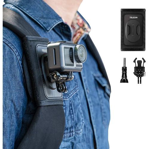  TELESIN Compatible Backpack Shoulder Strap Mount for Camera, Adjustable Shoulder Pad & Strap Holder Attached for GoPro Hero/Fusion/Session, Polaroid, Xiaomiyi, SJCAM (Backpack Stra