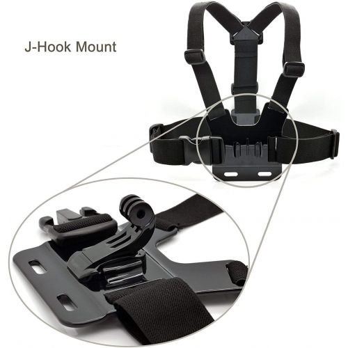  TELESIN Eyeon Head Strap Mount Head Band Head Belt with Fix J Hook and Screw Head Kit for GoPro Hero 7/6/5/4/3, Hero 2018, Xiaomi YI, SJCAM, Campark, Victure, Crosstour, Apeman Action Came