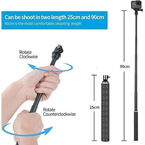  TELESIN Ultralight Carbon Fiber Selfie Stick with Tripod Stand/Extendable Monopod,Compatible for GoPro Hero/DJI OSMO Action/Insta360/AKASO and Other Action Cameras