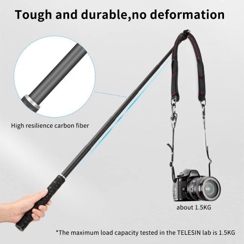  TELESIN Ultralight Carbon Fiber Selfie Stick with Tripod Stand/Extendable Monopod,Compatible for GoPro Hero/DJI OSMO Action/Insta360/AKASO and Other Action Cameras