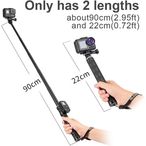  TELESIN Ultralight Carbon Fiber Selfie Stick with Tripod Stand/Extendable Monopod,Compatible for GoPro Hero/DJI OSMO Action/Insta360/AKASO and Other Action Cameras