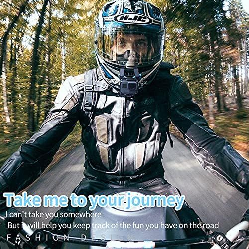  TELESIN Motorcycle Helmet Strap Mount Front Chin Mount for GoPro Hero 2018/6/5/4/3, Session, SJCAM, AKASO, Campark, Polaroid, Osmo Action ,YI Action Camera Helmet Mount Curved