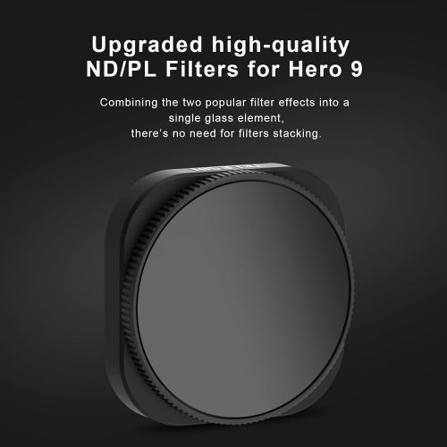  TELESIN 3-Pack ND8/PL ND16/PL ND32/PL Lens Filter for GoPro Hero 10 Hero 9 Black, Neutral Density and Polarizing Function Combination ND CPL Filter Kit Lens Protector for Go Pro 10