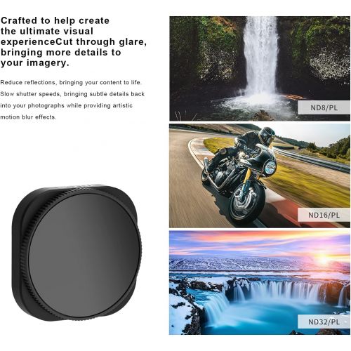  TELESIN 3-Pack ND8/PL ND16/PL ND32/PL Lens Filter for GoPro Hero 10 Hero 9 Black, Neutral Density and Polarizing Function Combination ND CPL Filter Kit Lens Protector for Go Pro 10