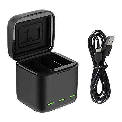  TELESIN Magnetic Triple Charger Battery Storage Charging Box , USB Type-C Cable for GoPro Hero 10 Hero 9 Black Action Cameras (Only Charger)