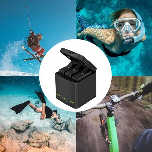  TELESIN 2-Pack Batteries and 3-Channel USB Battery Quick Charger with Type-C Cord for GoPro Hero 8 Black, Hero 7 Black, Hero 6, Hero 5 Black, Fully Compatible with Go Pro Original