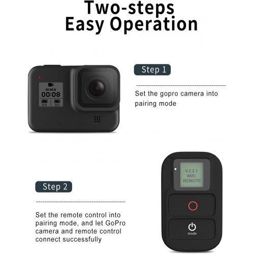 Smart Remote Control, TELESIN Waterproof Wireless Remote Controller with LCD Display for GoPro Hero 8 Hero 7 Hero 6 Hero 5 Black, Session 4/5 Go Pro Accessories