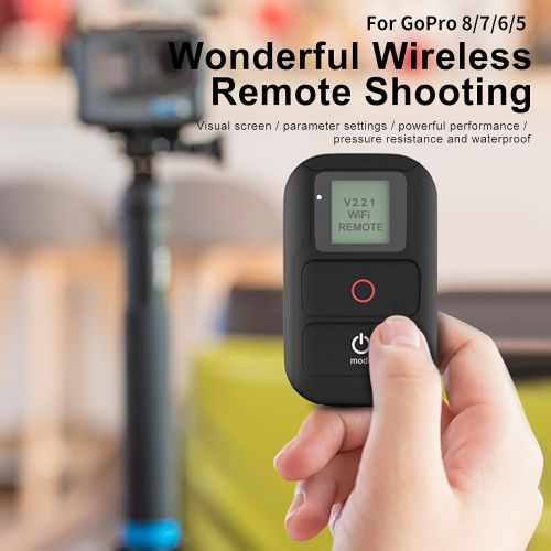  Smart Remote Control, TELESIN Waterproof Wireless Remote Controller with LCD Display for GoPro Hero 8 Hero 7 Hero 6 Hero 5 Black, Session 4/5 Go Pro Accessories