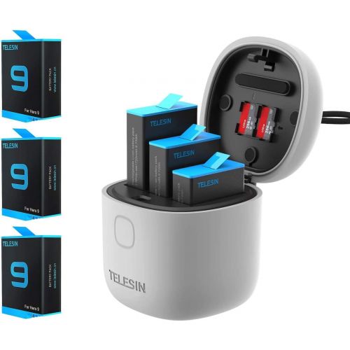  TELESIN AllinBox Charger & SD Card Reader Kit - Triple Charger for GoPro Hero 10 Black Hero 9 Black(Allinbox Charger+3pcs Batteries)