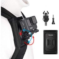 TELESIN Bag Backpack Shoulder Strap Mount with Adjustable Pad J Hook Holder Attach Clip Mount for GoPro Max Hero 10 9 8 7 6 5 DJI Action 2 Pocket 2 Insta360 Accessories (360 Rotati