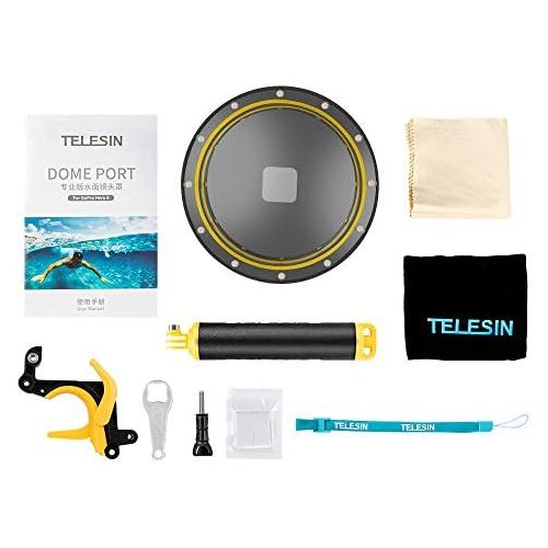  TELESIN Dome Port for GoPro Hero 8 Black, Underwater Diving Case Camera Lens Cover Lens Protector, with Waterproof Housing Case, Pistol Trigger, Floating Hand Grip and Anti-Fog Ins