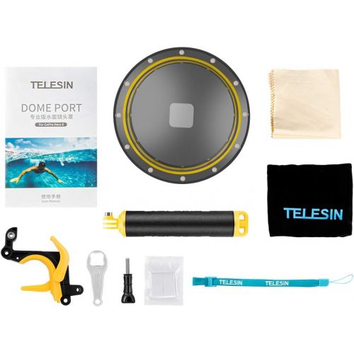  TELESIN Dome Port for GoPro Hero 8 Black, Underwater Diving Case Camera Lens Cover Lens Protector, with Waterproof Housing Case, Pistol Trigger, Floating Hand Grip and Anti-Fog Ins