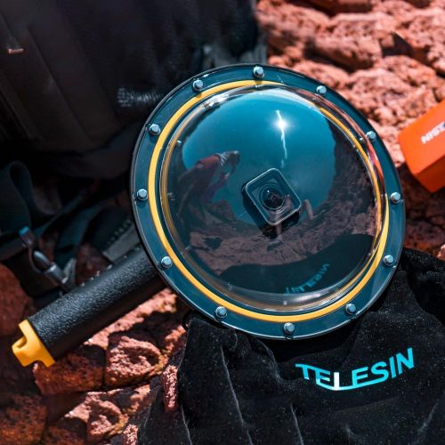  TELESIN Dome Port for GoPro Hero 8 Black, Underwater Diving Case Camera Lens Cover Lens Protector, with Waterproof Housing Case, Pistol Trigger, Floating Hand Grip and Anti-Fog Ins