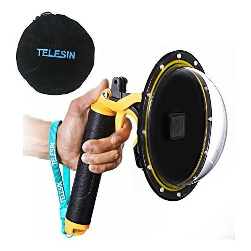  TELESIN 6Dome Port Camera Lens Transparent Cover for GoPro Hero 7 Black, Hero 6 Hero 5 Black Hero 2018, with Waterproof Housing Case Pistol Trigger Floating Hand Grip, Underwater D