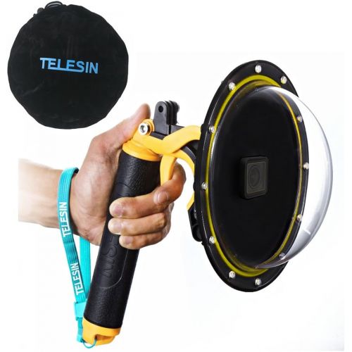  TELESIN 6Dome Port Camera Lens Transparent Cover for GoPro Hero 7 Black, Hero 6 Hero 5 Black Hero 2018, with Waterproof Housing Case Pistol Trigger Floating Hand Grip, Underwater D