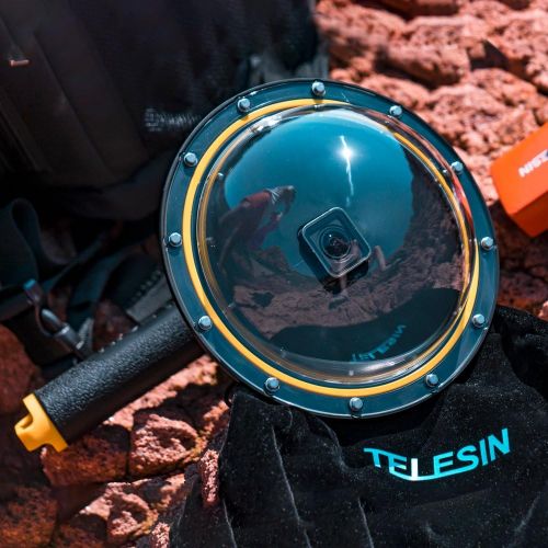  [아마존베스트]TELESIN 6Dome Port Camera Lens Transparent Cover for GoPro Hero 7 Black, Hero 6 Hero 5 Black Hero 2018, with Waterproof Housing Case Pistol Trigger Floating Hand Grip, Underwater D