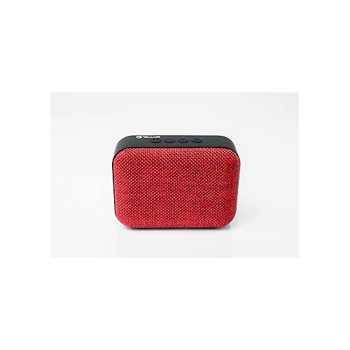  TELLUR Callisto Portable Bluetooth Speaker, Ultra Compact Fabric Design, FM Portable Radio Speaker, Hands-Free, USB, MicroSD/TF, MicroUSB Aux Port (Red)