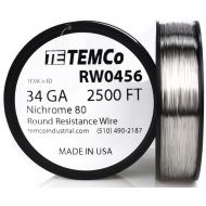 Temco TEMCo Nichrome 80 series wire 34 Gauge 1000 FT Resistance AWG ga