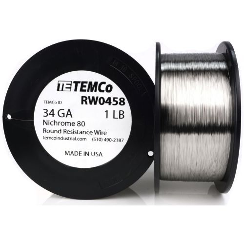  Temco TEMCo Nichrome 80 series wire 34 Gauge 1000 FT Resistance AWG ga