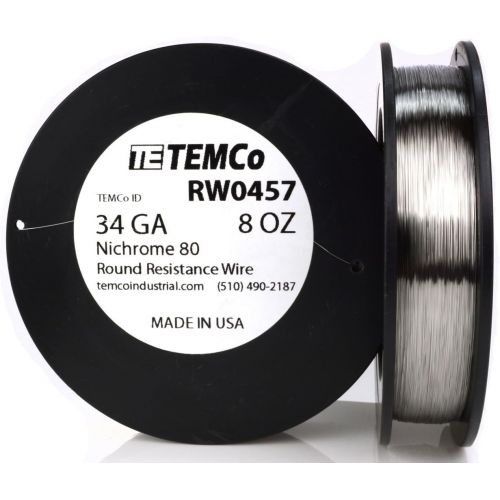  Temco TEMCo Nichrome 80 series wire 34 Gauge 1000 FT Resistance AWG ga