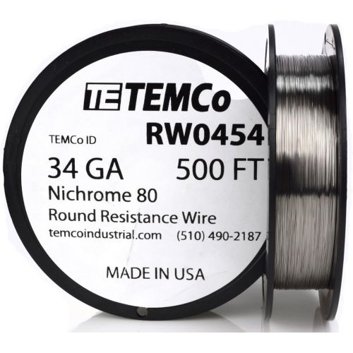  Temco TEMCo Nichrome 80 series wire 34 Gauge 1000 FT Resistance AWG ga