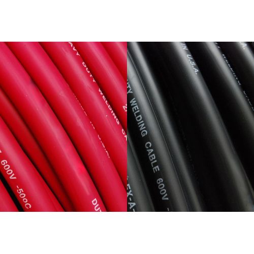  Temco TEMCo WC0340-20 (10 Blk, 10 Red) 40 Gauge AWG Welding Lead & Car Battery Cable Copper Wire BLACK + RED | MADE IN USA