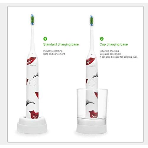  TEMEAYE Adult SonicToothbrush Electric Wireless Non-Contact ChargingToothbrush 2DuPont Brush...