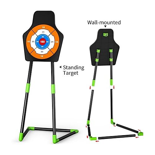 TEMI Bow and Arrow Set for Kids with LED Lights-Archery Set with 10 Suction Cup Arrows, Quivers & Standing Target, Outdoor Toys for Kids Boys & Girls Ages 3-12 Years Old