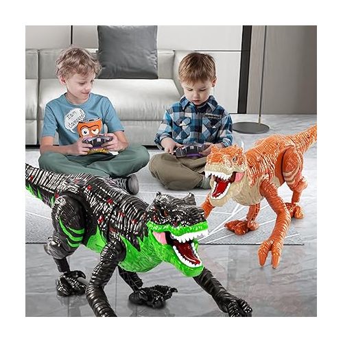  TEMI Large Remote Control Bionic Dinosaur Toy for Kids 3-12, Realistic Mist Spray Electric Walking Jurassic T-rex, RC Dino Robot Toy with Light & Roar, Gift for Toddlers Boys Girls 4-7