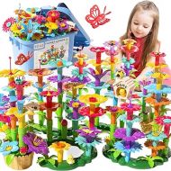 TEMI 138 PCS Educational STEM Toy and Preschool Garden Play Set for Kids Age 3-7, Flower Stacking Toys for Boys and Girls