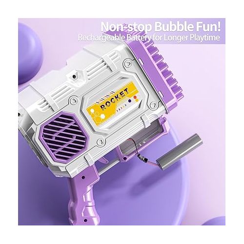  TEMI Bubble Machine Gun for Kids, 86 Holes Bubble Gun Bubbles Kids Toys for Boys Girls Age 3 4 5 6 7 8 9 10 11 12 Years Old, Summer Toy Gift for Outdoor Indoor Birthday Wedding Party