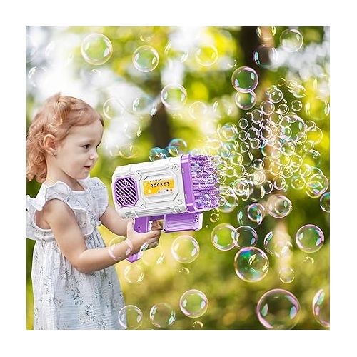  TEMI Bubble Machine Gun for Kids, 86 Holes Bubble Gun Bubbles Kids Toys for Boys Girls Age 3 4 5 6 7 8 9 10 11 12 Years Old, Summer Toy Gift for Outdoor Indoor Birthday Wedding Party