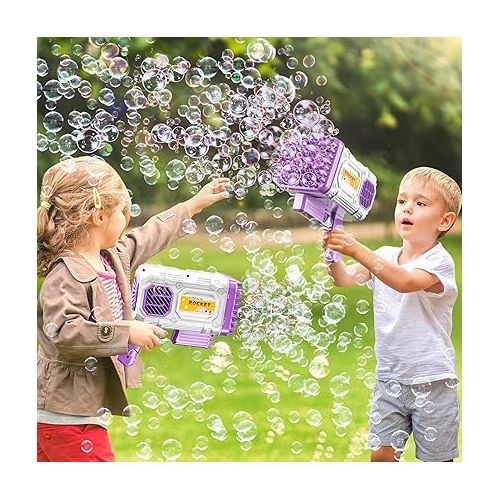  TEMI Bubble Machine Gun for Kids, 86 Holes Bubble Gun Bubbles Kids Toys for Boys Girls Age 3 4 5 6 7 8 9 10 11 12 Years Old, Summer Toy Gift for Outdoor Indoor Birthday Wedding Party
