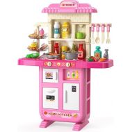 TEMI Pretend Food Kitchen Toys for Kids Ages 4-8, Kitchen Set for Toddlers 1-3, Play Kitchen Accessories w/Real Sounds Light, for Boys, Girls