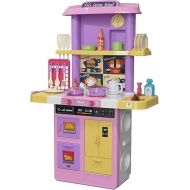 TEMI Kids Kitchen playset, Play Kitchen for Kids with 46 Pcs Kitchen Toy Accessories Set,Pink Kitchen Set w/Real Sounds and Light, Toddler Kitchen Toys for Kids, Girls & Boys