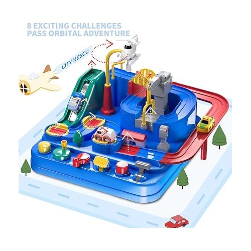  TEMI Kids Race Track Toys with 3 Mini Cars - Puzzle Rail Car Adventure Playset for 3-7 Year Old Boys and Girls