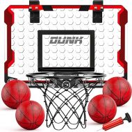 TEMI Basketball Hoop Indoor, Mini Basketball Hoop with 4 Balls, Over The Door Basketball Hoop for Kids and Adults, Basketball Toys for Boys Girls Age 3 4 5 6 7 8 9 10 11 12 - Kids & Teens Gift Ideas