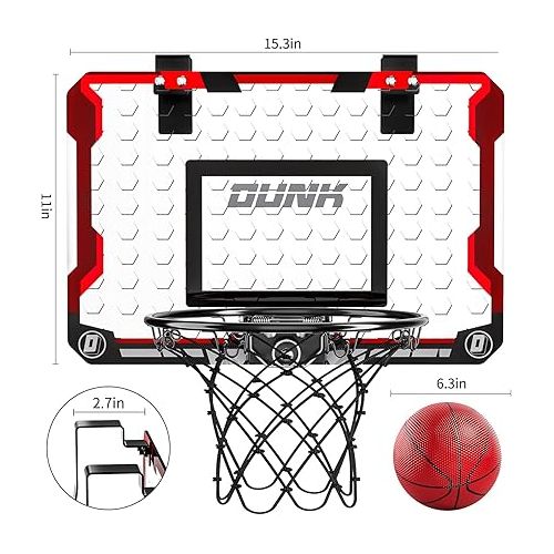  TEMI Basketball Hoop Indoor, Mini Basketball Hoop with 4 Balls, Over The Door Basketball Hoop for Kids and Adults, Basketball Toys for Boys Girls Age 3 4 5 6 7 8 9 10 11 12 - Kids & Teens Gift Ideas