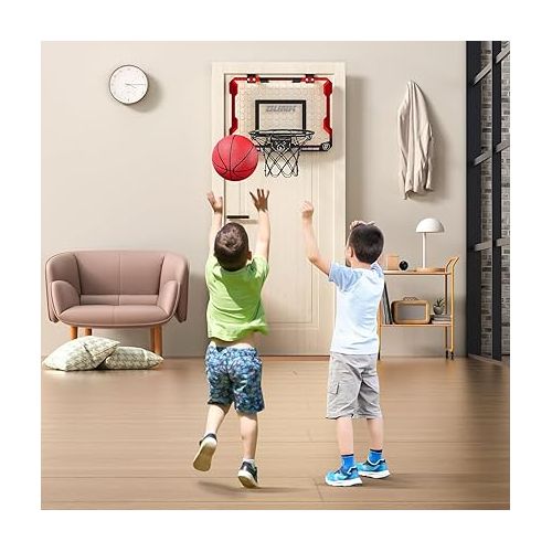  TEMI Basketball Hoop Indoor, Mini Basketball Hoop with 4 Balls, Over The Door Basketball Hoop for Kids and Adults, Basketball Toys for Boys Girls Age 3 4 5 6 7 8 9 10 11 12 - Kids & Teens Gift Ideas