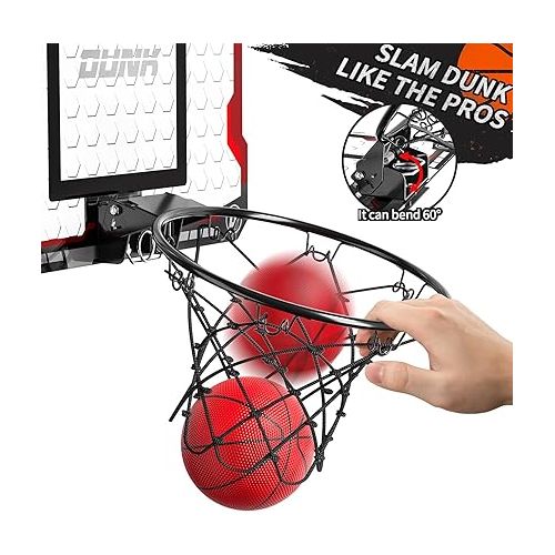  TEMI Basketball Hoop Indoor, Mini Basketball Hoop with 4 Balls, Over The Door Basketball Hoop for Kids and Adults, Basketball Toys for Boys Girls Age 3 4 5 6 7 8 9 10 11 12 - Kids & Teens Gift Ideas