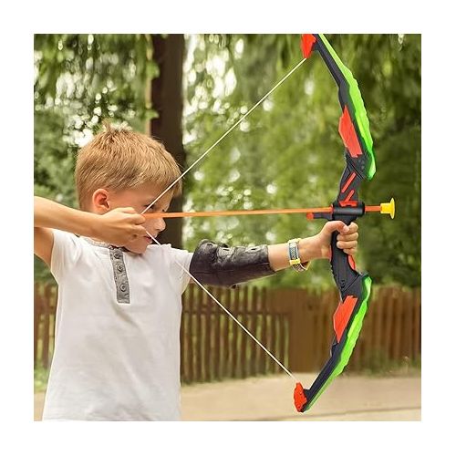  TEMI Kids Bow and Arrow Set - LED Light Up Archery Toy Set with 10 Suction Cup Arrows, Target & Quiver, Indoor and Outdoor Toys for Children Boys Girls