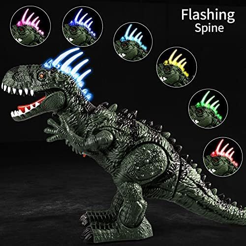  TEMI Electronic Walking Dinosaur with Projection, Flashing Horns and Can Lay Eggs, Jurassic Tyrannosaurus Roars, Moves Mouth and Wags Tail, Battery Powered Robotic T Rex Toy for Bo