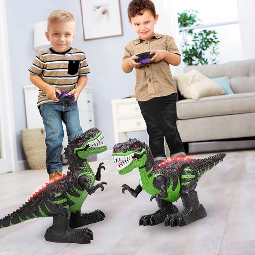  [아마존베스트]TEMI 8 Channels 2.4G Remote Control Dinosaur for Kids Boys Girls, Electronic RC Toys Educational Walking Tyrannosaurus Rex with Lights and Sounds Powered by Rechargeable Battery, 3