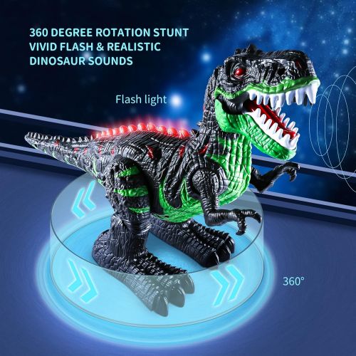  [아마존베스트]TEMI 8 Channels 2.4G Remote Control Dinosaur for Kids Boys Girls, Electronic RC Toys Educational Walking Tyrannosaurus Rex with Lights and Sounds Powered by Rechargeable Battery, 3